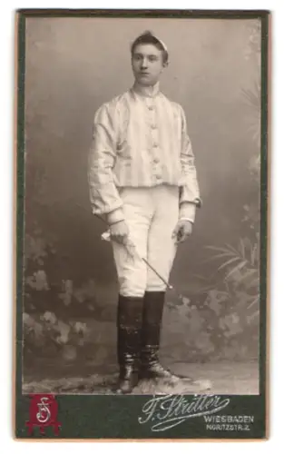 Fotografie F. Stritter, Wiesbaden, Moritzstr. 2, Fritz Strensch als Jockey