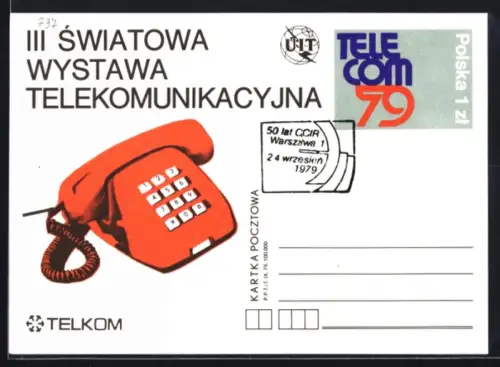 AK Warschau, III Swiatowa Wystawa Telekomunikacyjna 1979, Telkom, Telefon