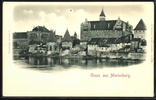 AK Marienburg, Ortsansicht vom Wasser