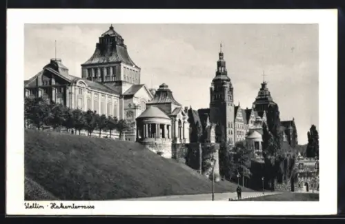 AK Stettin, Villen auf der Hakenterrasse