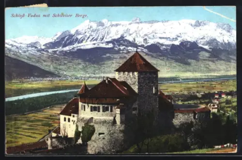 AK Vaduz, Schloss miit Schweizer Berge