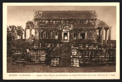 AK Angkor-les-Ruines, Edicule dit bibliothèque de l`angle Nord-Ouest de la cour interiure du 1er étage