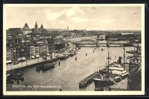 AK Stettin, an der Baumbrücke
