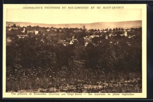 AK Les Quatre Routes, Cooperative Fruitière, Vue generale Branceilles son Siège Social