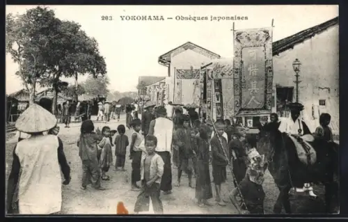 AK Yokohama, Obsèques japonaises, Einwohner auf der Strasse