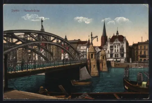 AK Stettin, Partie an der Hansabrücke