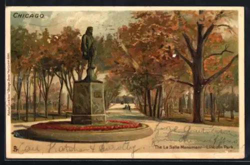 AK Chicago, IL, The La Salle Monument in Lincoln Park