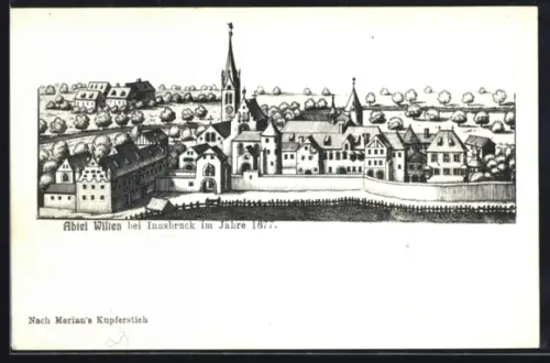 Künstler-AK Innsbruck, Abtei Wilten 1677 nach Merian