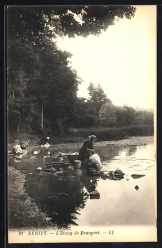 AK Kérity, L`Etang de Beauport, Waschfrau