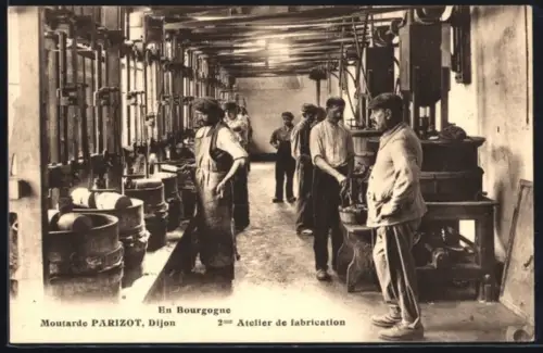 AK Dijon, Moutarde Parizot, en Bourgogne, 2me Atelier de fabrication, Senfherstellung, Landwirtschaft