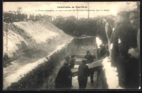 AK Courrières, Catastrophe, La Fosse commune, où sont enterrées les Victimes inconnues par la neige