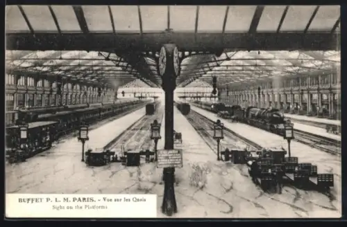 AK Paris, Gare de Lyon, Buffet P. L. M., Vue sur les Quais