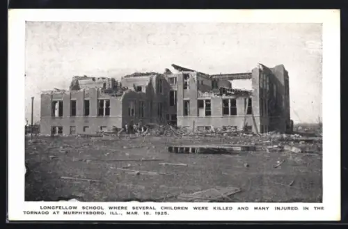 AK Murphysboro, IL, Longfellow School where several children were killed and many injured in the Tornado 1925, Unwetter