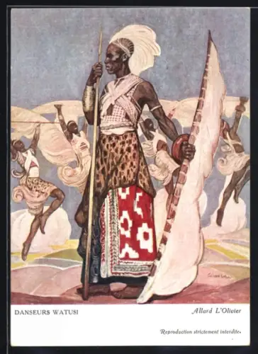 Künstler-AK sign. Allard L`Olivier: Paris, Exposition Coloniale Internationale 1931, Danseurs Watusi