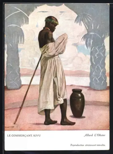 Künstler-AK sign. Allard L`Olivier: Paris, Exposition Coloniale Internationale 1931, Kivu, Le Commercant