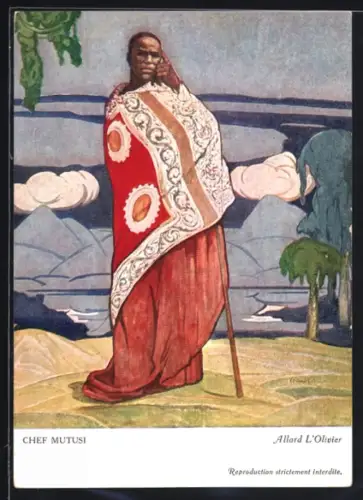 Künstler-AK sign. Allard L`Olivier: Paris, Exposition Coloniale Internationale 1931, Chef Mutusi