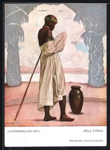 Künstler-AK sign. Allard L`Olivier: Paris, Exposition Coloniale Internationale 1931, Kivu, Le Commercant