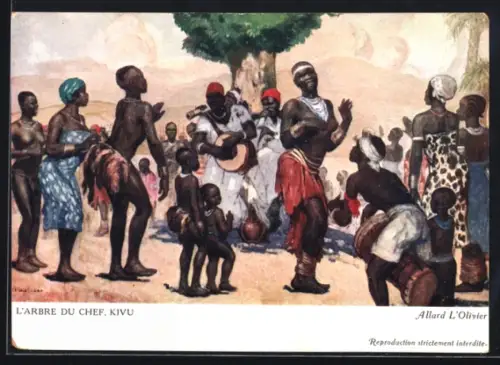 Künstler-AK sign.: Allard L`Olivier, l`arbre du chef, Kivu