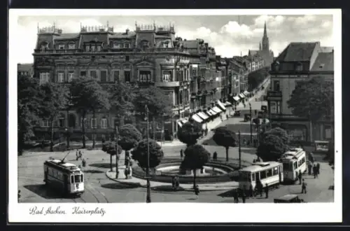 AK Aachen, Partie am Kaiserplatz mit Strassenbahn