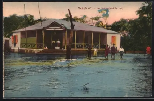 AK Vob /N.-C., Les inondations de 1917, Haus bei Hochwasser