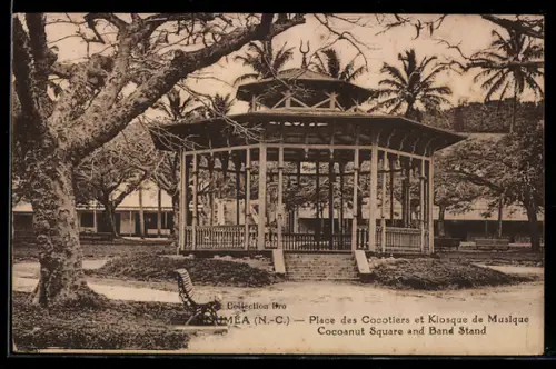 AK Nouméa /N.-C., Place des Cocotiers et Kiosque de Musique
