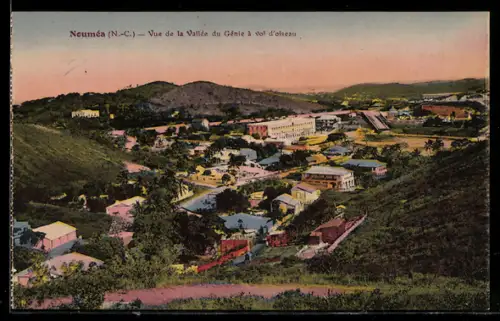 AK Nouméa /N.-C., Vue de la Vallée du Génie à vol d`oiseau