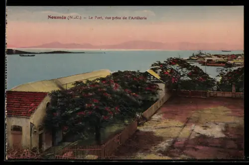 AK Nouméa /N.-C., Le Port, vue prise de l`Artillerie