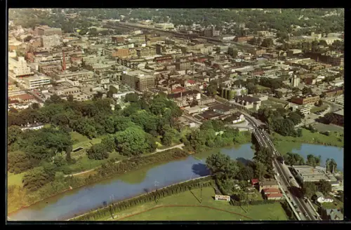 AK London /Ontario, Aerial view of Labatt Park, Thames River and Dundas St. Bridge