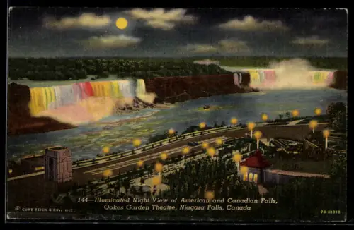 AK Niagara Falls, Oakes Garden Theatre, illuminated at night