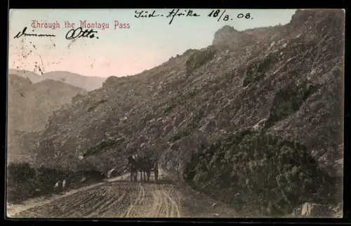 AK Montagu Pass, Panorama mit Pferdewagen