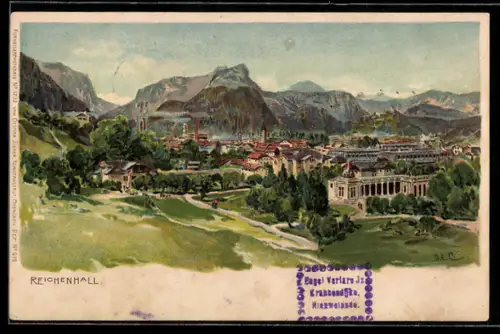 Künstler-AK Edward Theodore Compton: Reichenhall, Panoramablick auf die Ortschaft