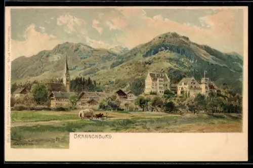 Künstler-AK Edward Theodore Compton: Brannenburg, Gesamtansicht