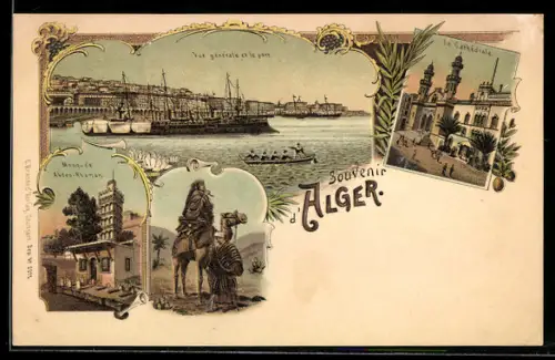 Lithographie Alger, Mosquée Abdes-Rhaman, la Cathédrale