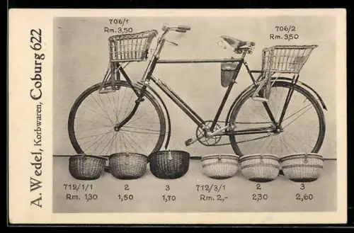AK Coburg, Korbwaren für Fahrräder der Firma A. Wedel