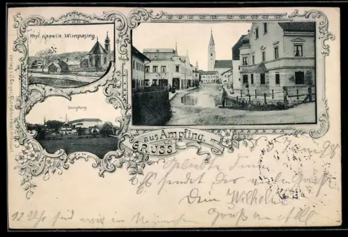 AK Ampfing, Hist. Kapelle Wimpasing, Zangberg, Ortspartie an der Kirche