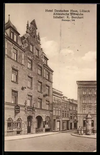AK Lübeck, Hotel Deutsches Haus, Inh. K. Borchert