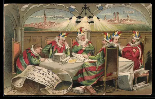 AK München, Münchener Karnevalsgesellschaft, Ausblick auf Landshut