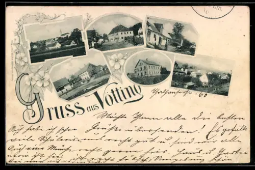 AK Vötting, Strassenpartie mit Wohnhäusern, verschiedene Ortsansichten, Blick auf die Kirche