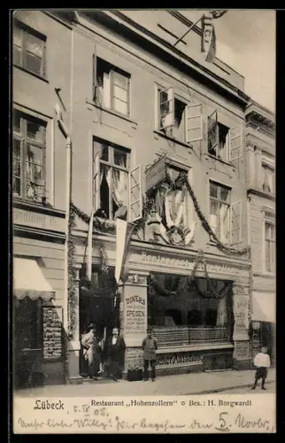 AK Lübeck, Restaurant Hohenzollern von H. Borgwardt