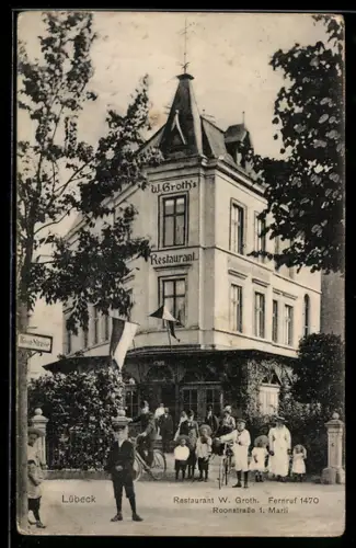 AK Lübeck, Restaurant W. Groth, Roonstrasse 1