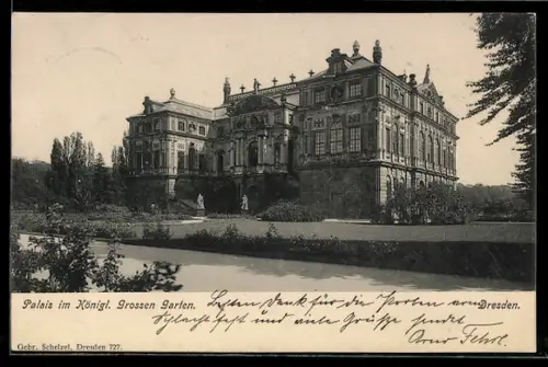 AK Dresden, Palais im Königlichen Grossen Garten