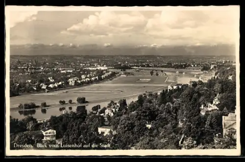AK Dresden-Weisser Hirsch, Blick vom Luisenhof auf die Stadt
