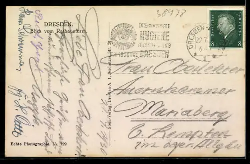 AK Dresden, Blick vom Rathausturm