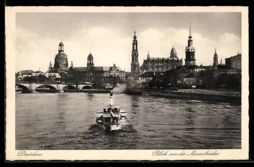 AK Dresden, Blick von der Marienbrücke