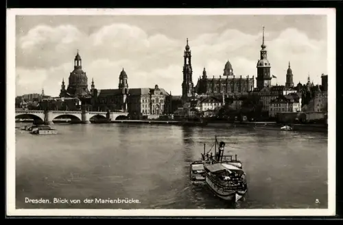 AK Dresden, Blick von der Marienbrücke