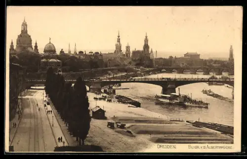 AK Dresden, Blick von Albertbrücke