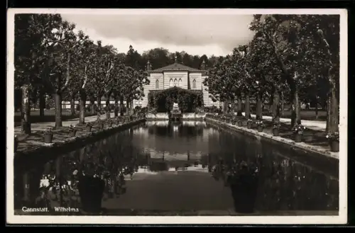 AK Cannstatt, Wilhelma, Parkanlage mit Wasserbecken und Brunnen