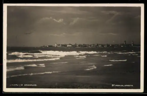 AK Lindau i. B., Brandung, Bodensee, Ortsansicht