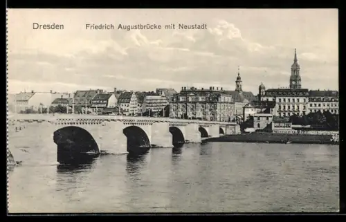 AK Dresden, Friedrich Augustbrücke mit Neustadt
