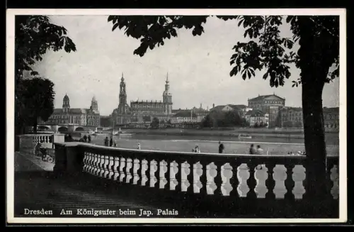 AK Dresden-Neustadt, Am Königsufer beim Jap. Palais